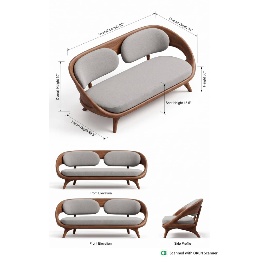 Designer Wooden Two-Seater Sofa