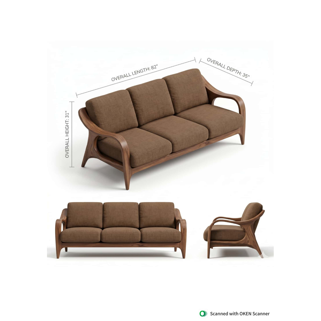 Premium Brown Cushioned Wooden Sofa