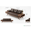 Luxury Wooden Sofa with Side Tables