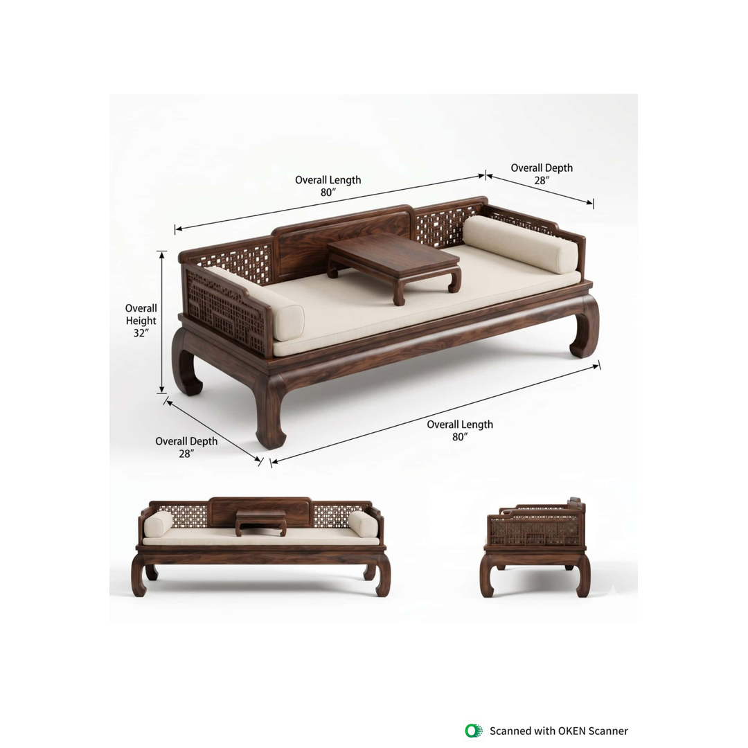Heritage Wooden Daybed Sofa with Handcrafted Cane Detailing