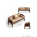 Classic Carved Wooden Sofa with Beige Cushions